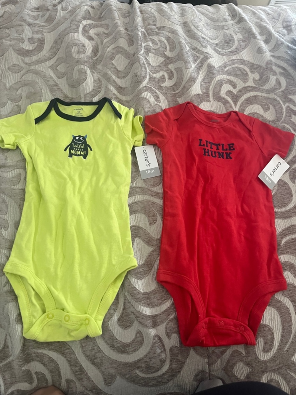 Carter's Neon Yellow & Red Baby One-Piece Bodysuits - Set of 2